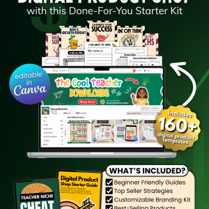 etsy digital product shop starter kit | teacher niche